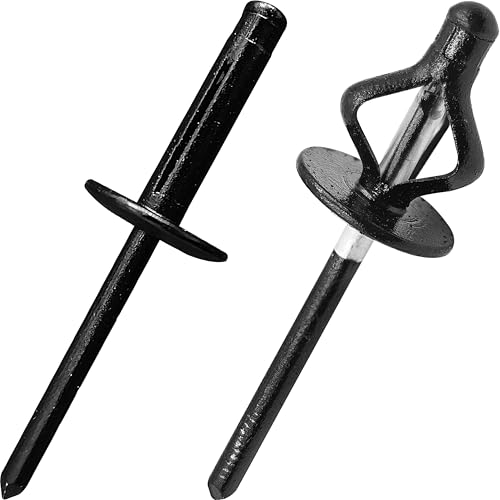 JIANDAXIN 50Pcs Tri-Fold Aluminum Blind Rivets,Tri Grip Exploding Assortment Bulb Style Pop Rivets for Automotive, Soft or Plastic Materials (All Black, 3/16"x25/32" Large Head 5/8")