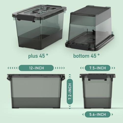 Image of 4 Pack 7 Quart Clear Black Storage Bins with Latching Lids, Stackable Plastic Storage Containers for Closet, Pantry & Garage Organization