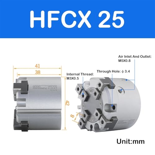 Cylindre à doigt HFCX-25 pneumatique de précision pour guidage