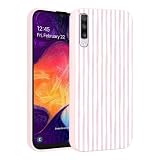 Yirlbey Estivi Cover per Samsung Galaxy A50 / A30S / A50s 6,4'', Custodia Rosa e Bianco Stripes Striped Disegno Motivo Aesthetic Summer per Ragazza Antiurto Rosa Silicone TPU Cellulare Case, Righe