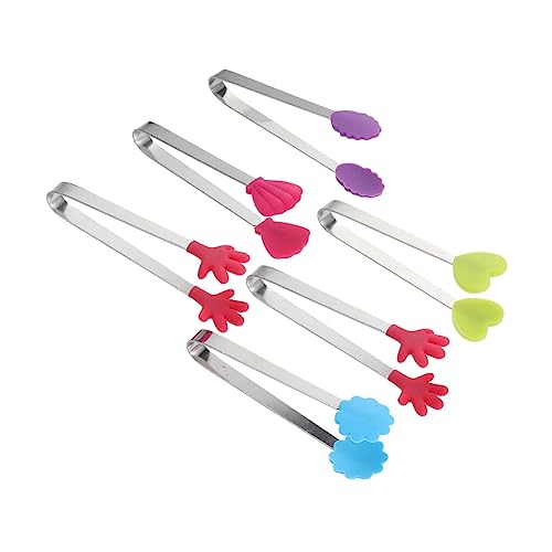 OFFSCH 6 Piezas pinzas para hornear tostadora decoración miniatura pinzas de buffet mini pastel abrazaderas de carbón paraca cubo pinzas para pinzas de cocina de acero inoxidable