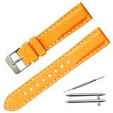 Calme（カルム） 腕時計 シリコン ベルト 時計 クイックリリース ラバー バンド カラーステッチ 16㎜ 18㎜ 20㎜ 22㎜ 24㎜ 交換説明書付 (24㎜, オレンジ)