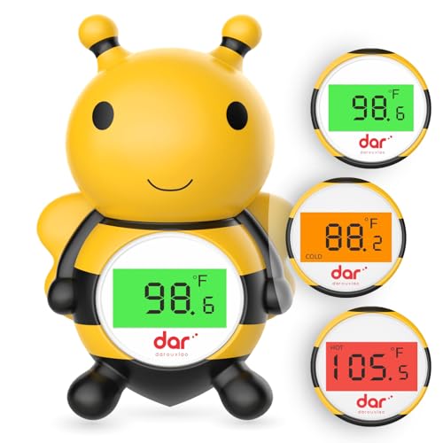 Image of Baby Bath Thermometer, Digital Water Temperature Thermometer with 3 Color Backlit and Temperature Warning, Safety Bath Tube Thermometers Floating Toy for Infant, Toddler（Bee）