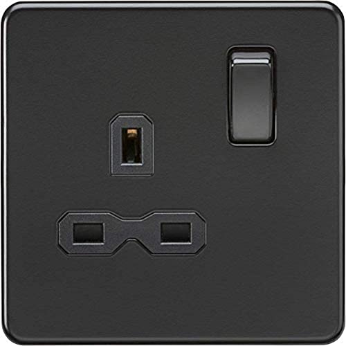 Knightsbridge SFR7000MBB Screwless 13A 1G DP Switched Socket Insert, 230 V, Matt Black