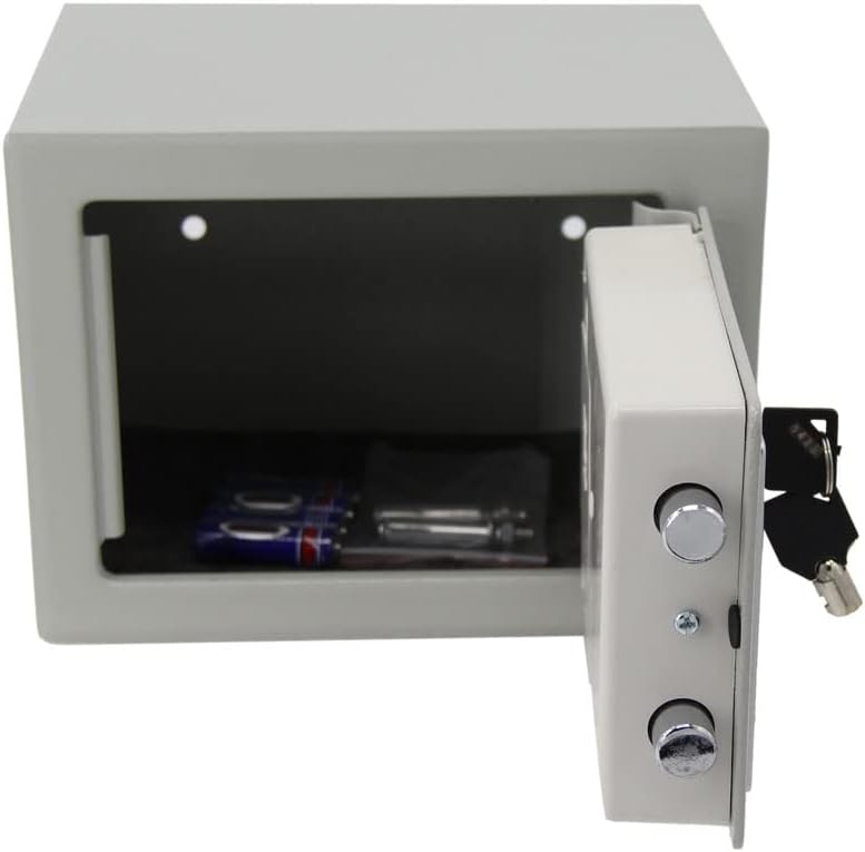 Security Safe Box with Electronic Digital Keypad - Money Safe with Lock - Energy Saving Personal Safe Cash Box with 2 Emergency Keys - Iron Strongbox Digital Password Combination Lock Safe -Light Gray