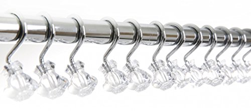 BINO Shower Curtain Hooks - Chrome, Set of 12 Shower Curtain Rings - Shower Hooks for Curtain Shower Rings