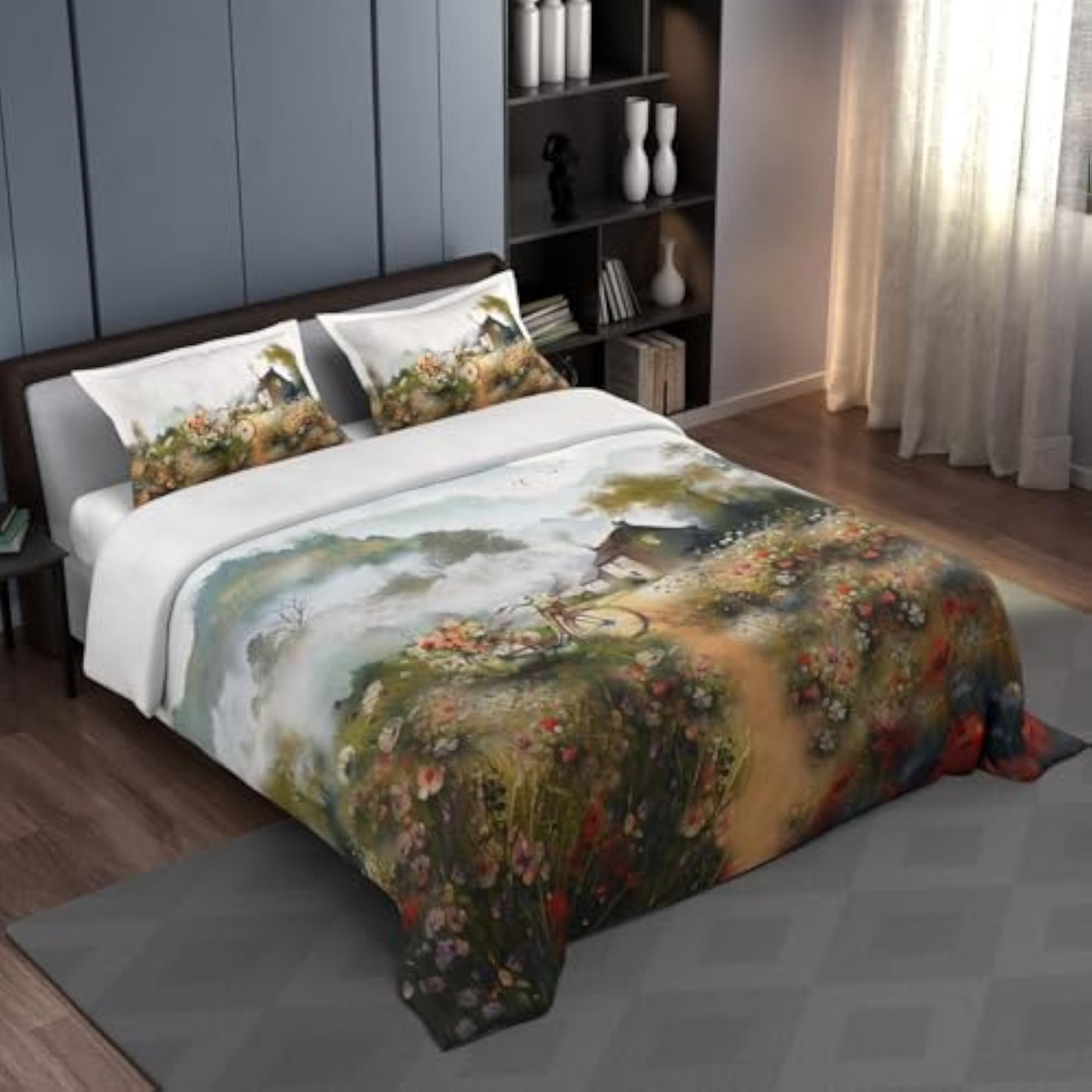 Scenic Collection King Size Bedsheet with 2 Pillow Covers, Nature's Escape