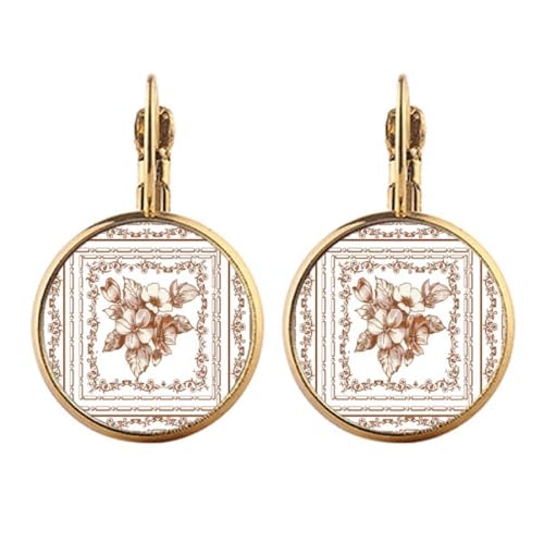 Boucles d'oreilles clip or pendantes fleur baroque pour femme