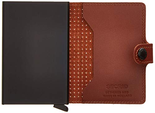 Secrid Mini Wallet Genuine Leather Perforated Cognac Rfid Safe Card Case Max 12 Cards #TOP4