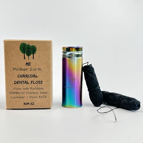 Vegan Bamboo Charcoal Dental Floss with Container