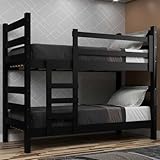 Beliche Madeira Maciça - vira 2 Camas - para Colchão 78/88 x 188cm Dubai Multimóveis Vcr4137 Preto