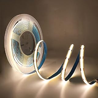 HEGEHE 2m COB LED Strip USB Power, Cold White Light Ribbon 5V DC, Self-Adhesive Tape for Home Commercial Cupboard TV Backlight Decorative Lighting