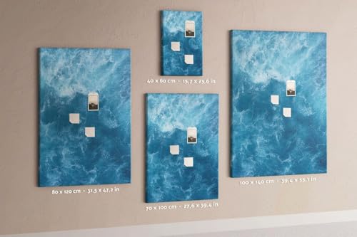 Tableau mural horizontal liège 70x100 cm grand format coloris bleu eau de mer