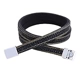 Morella Damen Wickelarmband zweireihig mit Zirkoniasteinen und Magnetverschluss schwarz