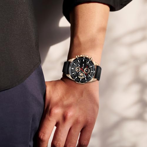 OFFCUP Mens Watches, 55MM Men's Chronograph Watch, Leather Analog Quartz Watch with Date Luminous, Business Casual Fashion Gents Wrist Watches Elegant Gift for Men - Image 6