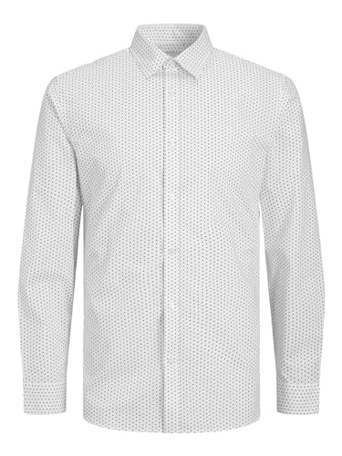 JACK & JONES Jjjoe Print Shirt LS Ss24 Camisa, Blanco/AOP: Ditsy AOP S24, S Hombres