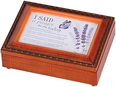 Dicksons I Said A Prayer Amazing Grace, Woodgrain Finish 8 x 6 Inch Polymer Trinket Jewelry Music Box image 3