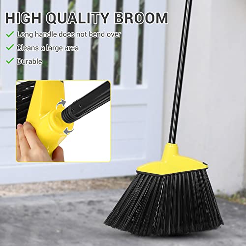 Image of WILLBOND 20 Pcs 20 Pcs Brooms Bulk for Indoor Outdoor 54 Inch, Yellow | Heavy Duty Commercial Broom 60 Degree Angled Head 4 Layer Bristles Long Metal Handle for Garage Lobby Office Courtyard Market