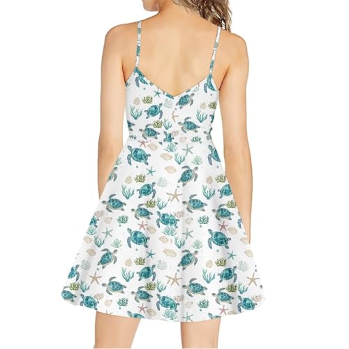 Image of Biyejit Women Casual Loose Dress Strap Long Summer Beach Swing Dress