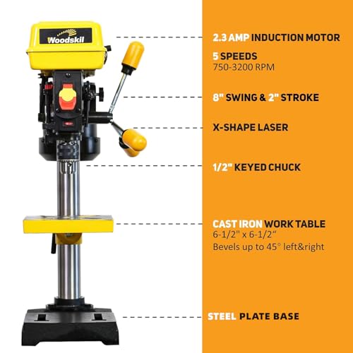 WOODSKIL 8-Inch Laser Drill Press