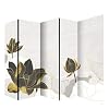 Decorative Room Divider Screen 3 Panels Floral Design Gold and Gray