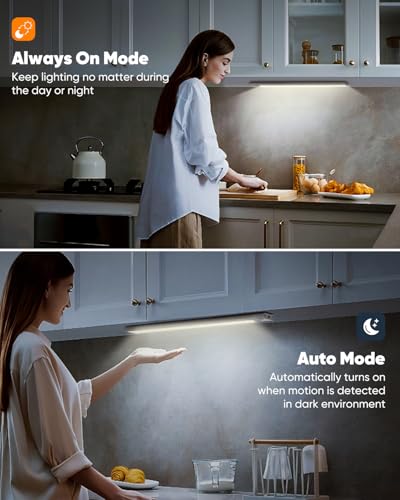 Image of 5 Pack Under Cabinet Lights, Upgraded 2500mAh Under Cabinet Lighting Wireless, Rechargeable Motion Sensor Light Indoor LED Closet Lights Under-Counter Light Fixtures for Kitchen, Hallway, Stairs, 12in