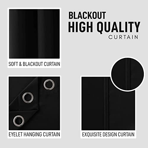 AR Ware Black Blackout Curtains, 2 Panels Drapes Eyelet Thermal Curtains for Living Room and Bedroom, Energy Saving - Image 4