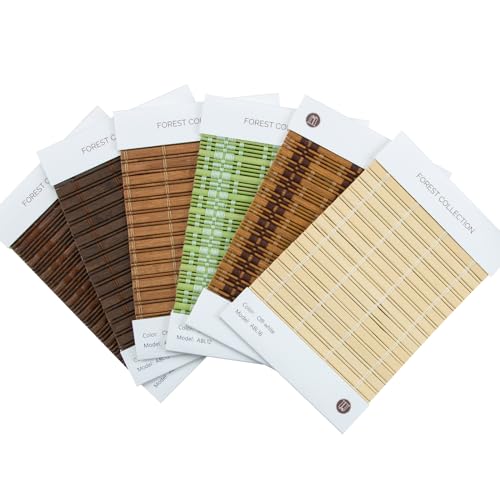 LUSTROWIN Custom Bamboo Shades Cordless Bamboo Roman Shades for Windows and Doors Natural Woven Sample Swatch Kit, 6 Colors, Forest