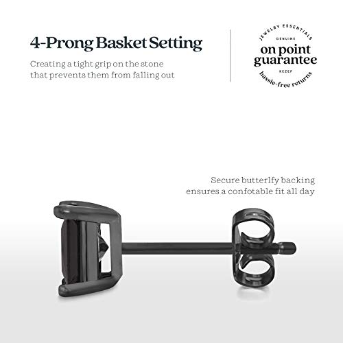 Black Rhodium Over Sterling Silver Black Cz Square Princess Stud Earrings 6X6Mm #TOP2