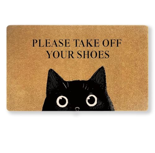 GGED Please Take Off Your Shoes Door Mat with Cute Cat Design