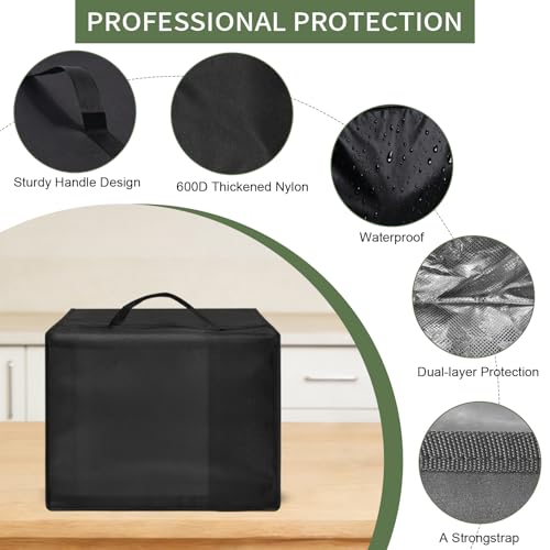 Image of Heavy Duty Electric Turkey Fryer Dust Cover for Masterbuilt 3-in-1 10L Fryer Boiler Steamer MB20012420,17.72 inchx15.75 inchx14.57 inch, 600D nylon w /12m Foil Lining, Heat-Resistant Waterproof Oil-Proof