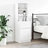 Grand espace de rangement intelligent : deux étagères ouvertes et un demi-tiroir lisse offrent de la place pour des livres, des médicaments ou des décorations et transforment la table de chevet étroite en une petite armoire d'appoint pratique sans gaspillage d'espace.