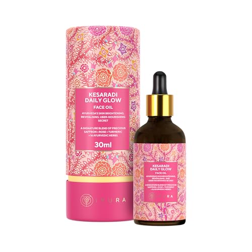 iYURA Kesaradi Daily Glow | Clinically Proven to Brighten and Moisturise | For Dry, Sensitive Skin | Quick Absorbing, 100% Natural Face Oil | With Saffron, Turmeric & Rose | 30ml