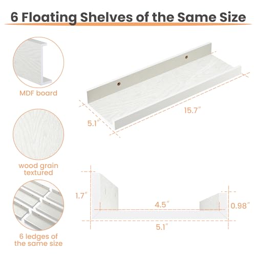 image for upsimples Floating Shelves for Wall, Wall Shelves for Decor Storage Se