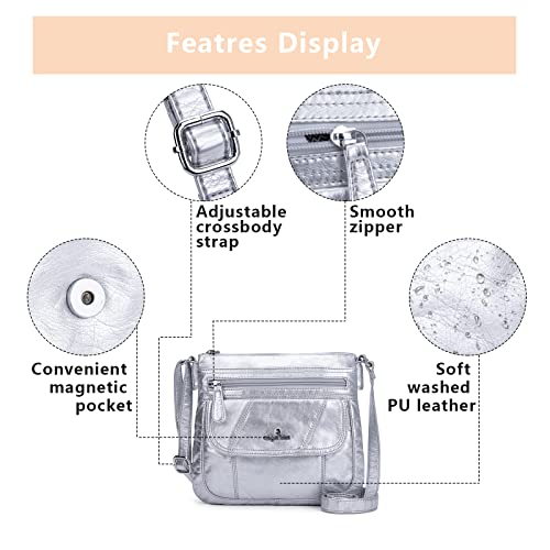 Image of Angelkiss Small Womens Crossbody Bag Leather Shoulder Purse for Women Hobo Bag with Adjustable Shoulder Strap