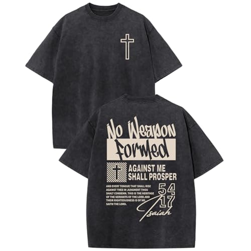 Fkatuzi Christian Cross Shirts for Men Jesus God Faith Religious Bible Verse Oversized Graphic Vintage Tees Acid Wash Tshirt(Black M)