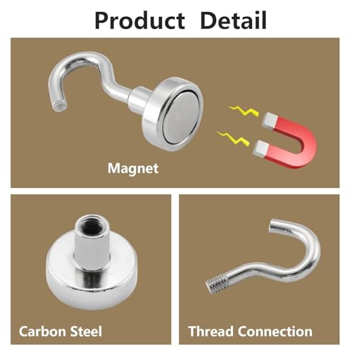 Image of 2 PCS Heavy Duty Magnet Hook for Fridge Chrome Coated Super Strong Magnetic Metal Hook for Kitchen Cruise Cabin Classroom Office Garage Refrigerator Hook for Hanging Keys Towels Cups