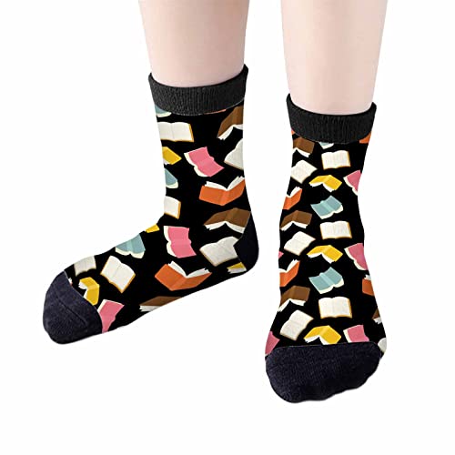 Red Striped Crew Socks for Woman Size 6-8 Christmas Tree Moose Snowflake Dots Lines Girls Socks