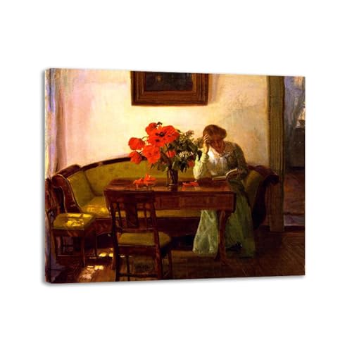 Reproduction peinture sur toile célèbre Ancher avec cadre intérieur bois