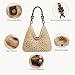 Imagen de Uoocg Bolso grande de paja para mujer bolso de playa de ganchillo con cuentas de madera