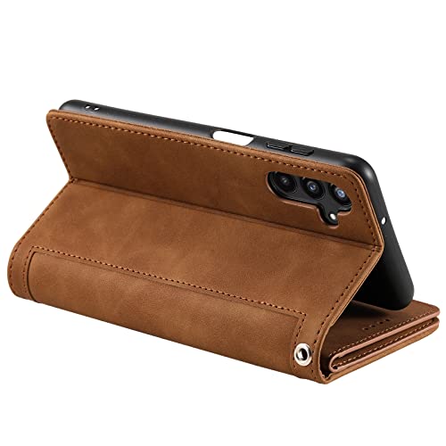 Étui portefeuille Samsung S24 Plus en cuir marron avec fermeture zippée - 7