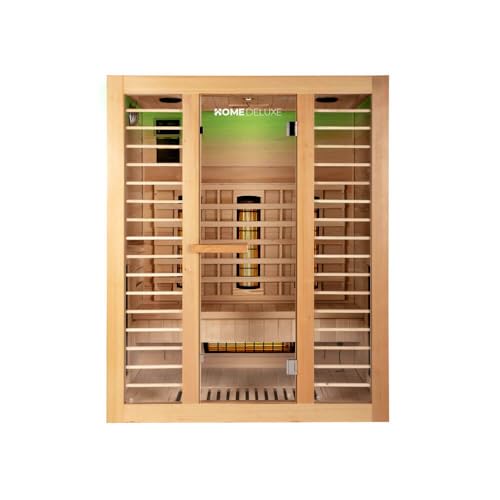 Home Deluxe – Infrarotkabine REDSUN L Deluxe - 153 x 110 x 190 cm - für 3 Personen, 6 Vollspektrumstrahler, Holz: Hemlocktanne I Infrarotsauna, Sauna, Wärmekabine, Infrarot