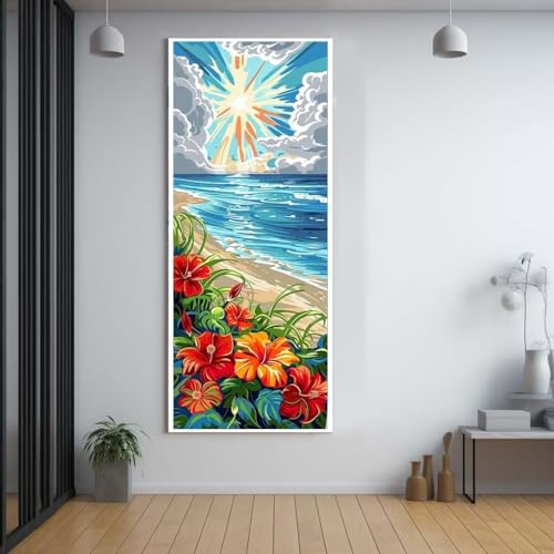 Diamond Painting Adulte Grand Format XXL 60x150cm Dauphins - Kit Complet Strass Ronds D66