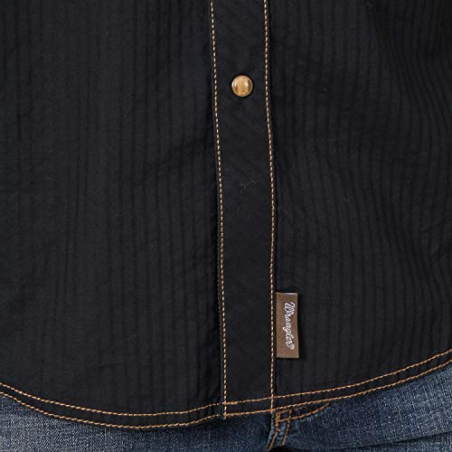 Wrangler Men's Retro Two Pocket Long Sleeve Snap Shirt, Black, X-Large #TOP3