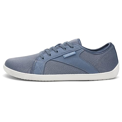 SAGUARO Barfußschuhe Herren Damen Knit Fitnessschuhe Atmungsaktive rutschfeste Minimalschuhe Barfuß Freizeitschuh für Männer Frauen, Ägäis Blau, 45EU