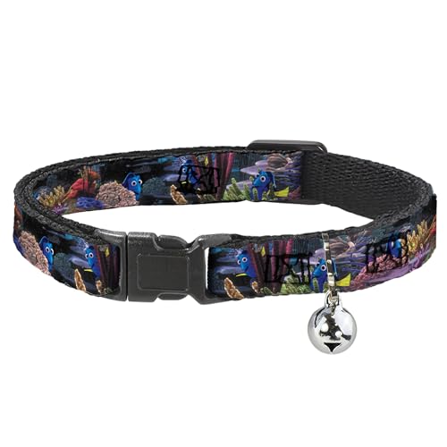 Image of Buckle-Down Breakaway Cat Collar - Dory 4-Hiding Poses Under the Sea - 1 /2 inch Wide - Fits 8-12 inch Neck - Medium