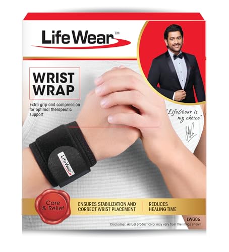 Image of Life Wear Wrist Wrap, Drytex Fabric, Adjustable Hook and Loop Strap, Compression and Support for Gym, Sports, Pain Relief, Unisex Wrist Brace, Wrist Support Wrap for Men and Women, Universal Size