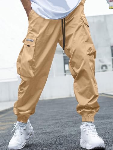 Image of JEMLDL Mens Cargo Joggers Pants Elastic Waist Drawstring with Flap Pockets Techwear Pants for Men