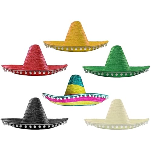 I LOVE FANCY DRESS LTD Sombreros de sombrero mexicano – Paquete de 6 sombreros mexicanos Fiesta para festivales y fiestas (tamaño adulto)