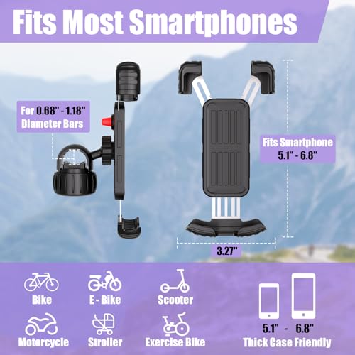 Bike Phone Holder, Motorcycle Phone Mount, 1s Lock |